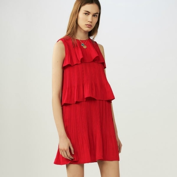 Maje Rockano Ruffle Dress size T3/8 NWT